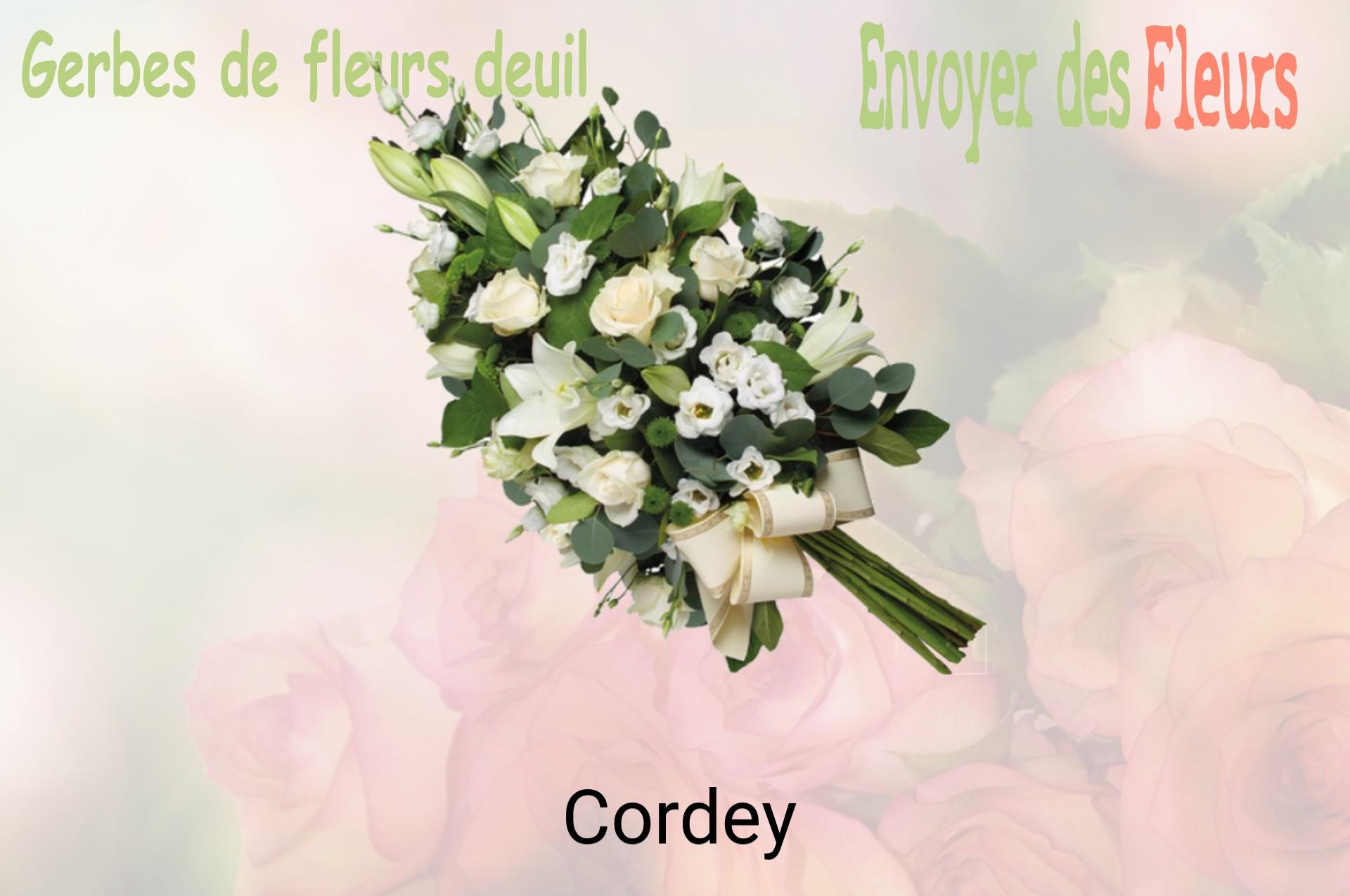 Gerbe de fleurs de deuil livrée à Cordey